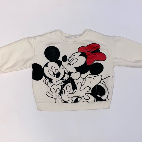 Zara Other - Zara Mickey Mouse & Minnie Velour Sweatshirt